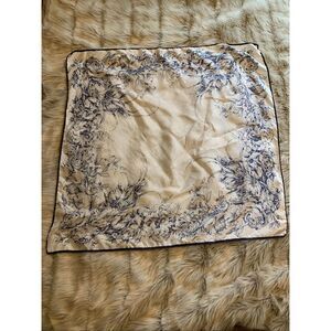 White with Blue Floral Print Scarf